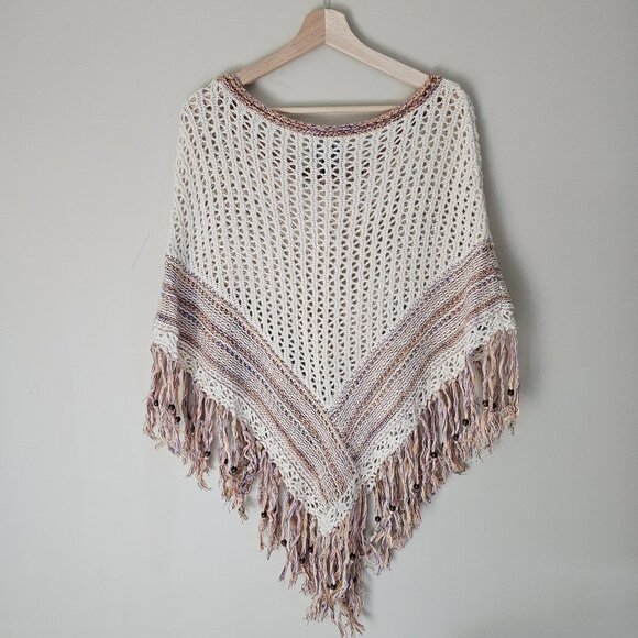 American Eagle Poncho - 2012 - Cream w/ Pink/Yellow/Blue Pattern - Sz XS-S - Picture 2 of 9
